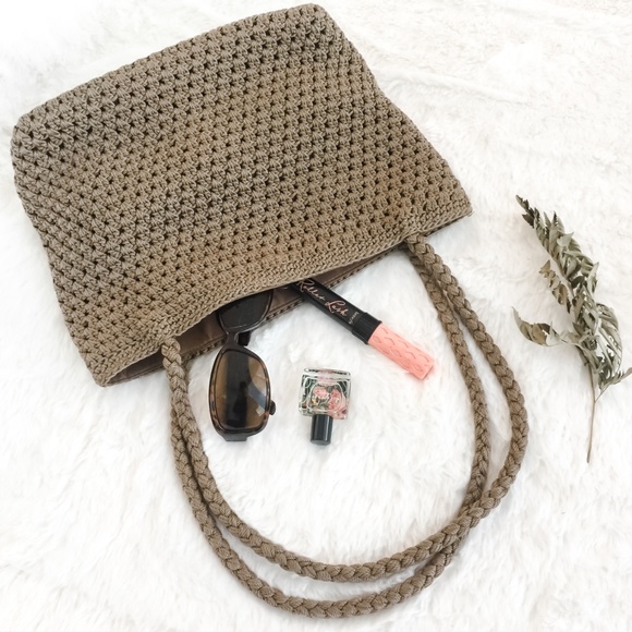Lina Handbags - Lina Light Brown Crochet Woven Bag
